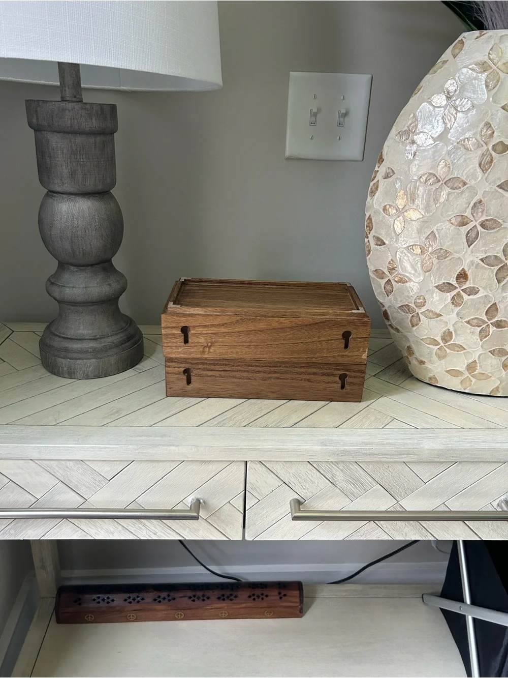 Wooden Jewelry Organizer Box in Brown